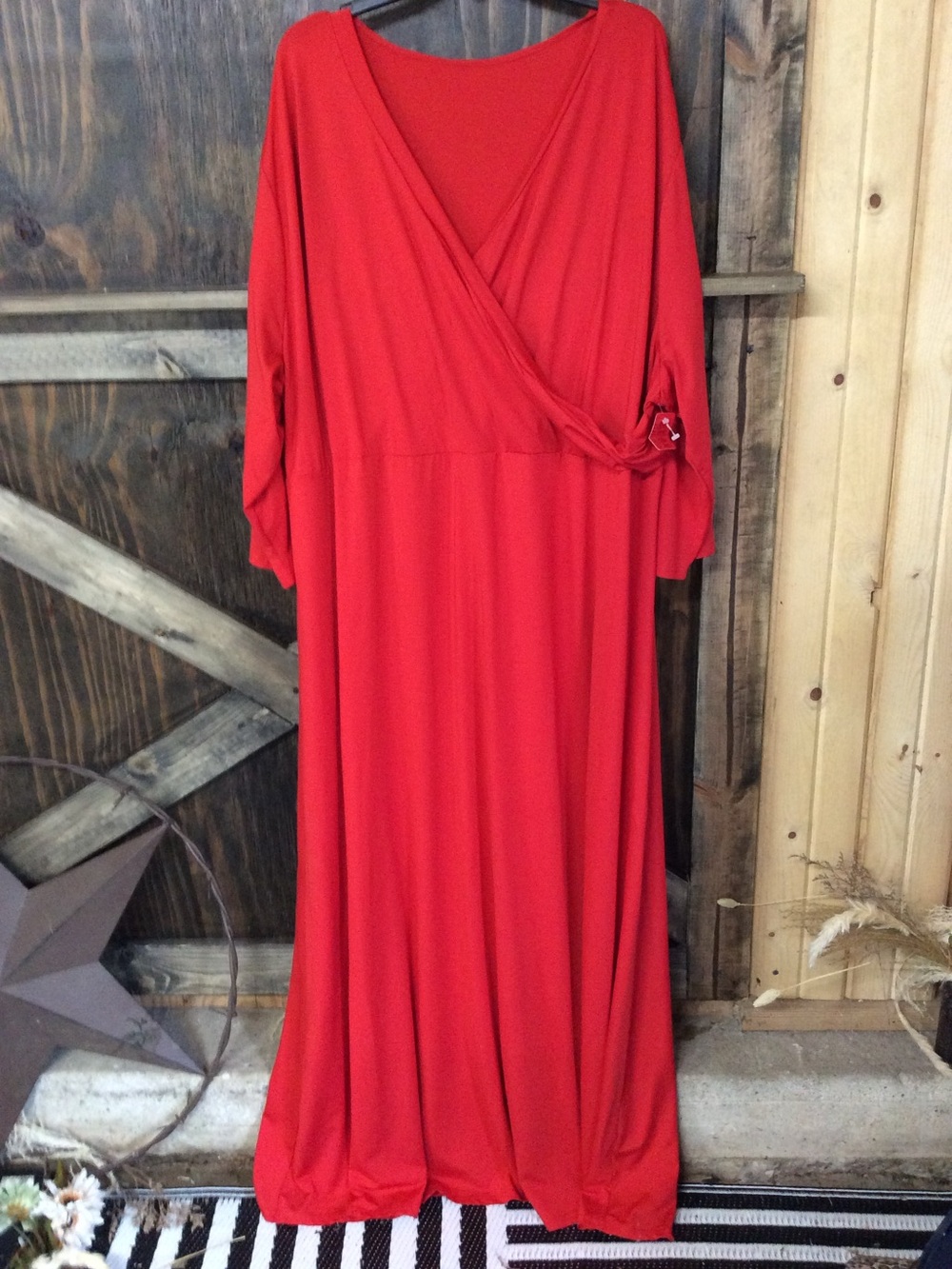 Red Surplice Maxi Dress - Women